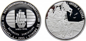 Dominican Fourth Republic Medal 1992 Centenary of American Discovery Silver 155.7g