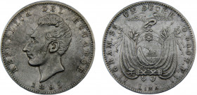Ecuador Republic 1 Sucre 1895 LIMA TF Lima mint head of Antonio José de Sucre Silver 24.77g KM#53.3
