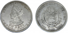 El Salvador Republic 1 Peso 1894 C.A.M. San Salvador mint Silver 24.88g KM#115.1