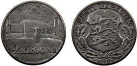 Estonia Republic 2 Krooni 1930 Toompea Fortress at Tallinn Silver 11.87g KM# 20