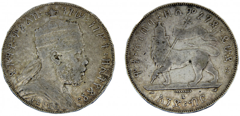 Ethiopia Empire Menelik II 1 Birr EE1889 (1897) A Paris mint Silver 27.96g KM# 5...