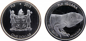 Fiji Republic 1 Dollar 2015 (Mintage 75000) Fiji Iguana Silver 0.999 31.16g KM# 525