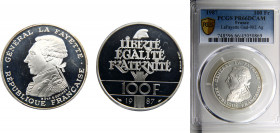 France Fifth Republic 100 Francs 1987 (Mintage 30000) 230th Anniversary of the birth of La Fayette PCGS PR66 Silver 0.95 KM# 962a