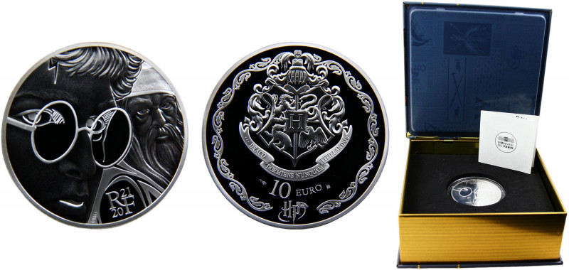 France Fifth Republic 10 Euro 2021 (Mintage 5000) Harry Potter and Dumbeldore Si...