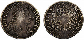France Kingdom Louis XIV 1 Ecu 1709 P Dijon mint Silver 30.45g Dy# 1568