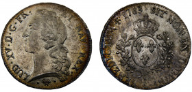 France Kingdom Louis XV 1 Ecu 1763 L Bayonne mint Silver 29.28g KM#512.12