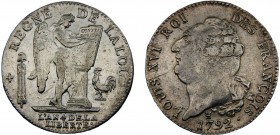 France Kingdom Louis XVI 1 Ecu 1792 I Limoges mint Silver 29.26g KM#615.6