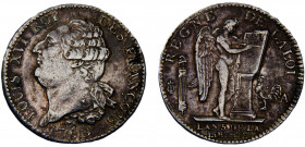 France Kingdom Louis XVI 1 Ecu 1793 A Paris mint "FRANÇOIS" Silver 29.47g KM# 615.1
