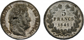 France Kingdom Louis Philippe I 5 Francs 1841 A Paris mint Silver 24.95g KM#749.1