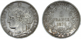 France Third Republic 5 Francs 1870 A Paris mint Ceres Silver 24.98g KM# 819