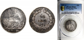 French Indochina French colony 20 Centimes 1899 A Paris mint Third Republic PCGS MS63 Silver KM# 10