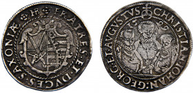 Germany Holy Roman Empire Electorate of Saxony Christian II, Johann Georg I and August ¼ Thaler 1599 Silver 7.16g MB# 310