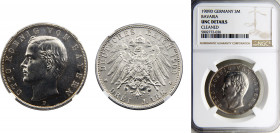 Germany Empire Kingdom of Bavaria Otto 3 Mark 1909 D Munich mint NGC UNCD Silver KM# 996