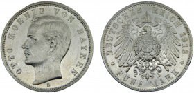Germany Second Empire Kingdom of Bavaria Otto 5 Mark 1913 D Munich mint Silver 27.79g KM# 915