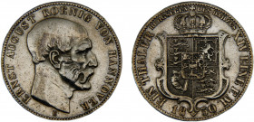 Germany States Kingdom of Hannover Ernst August 1 Thaler 1850 B Harz-Ausbeute mint Silver 22.07g KM# 209