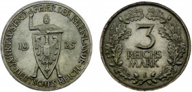 Germany Weimar Republic 3 Mark 1925 E Muldenhütten mint 1000th Year of the Rhineland Silver 15.05g KM# 46
