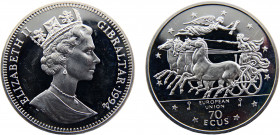 Gibraltar British colony Elizabeth II 70 ECUs 1994 PM Pobjoy mint(Mintage 2000) European Economic Community, Fantasy items Silver 0.999 157.4g KM# 492...