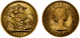 Great Britain United Kingdom Elizabeth II 1 Sovereign 1968 1st portrait Gold 0.9167 8g KM# 908