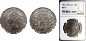 Great Britain United Kingdom Victoria ½ Crown 1883 1st portrait, 2nd type NGC AU58 Silver KM# 756