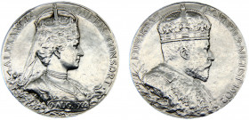 Great Britain United Kingdom Edward VII Medal 1902 Royal mint King Edward VII and Queen Alexandra Coronation Silver 12.62g BHM# 3737