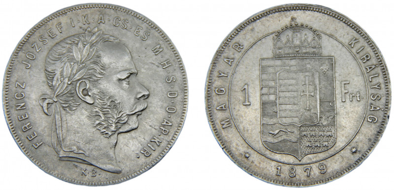 Hungary Austro-Hungarian Empire Franz Joseph I 1 Forint 1879 KB Kremnica mint Si...