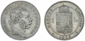 Hungary Austro-Hungarian Empire Franz Joseph I 1 Forint 1879 KB Kremnica mint Silver 12.32g KM# 453