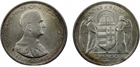 Hungary Kingdom Nicolas Horthy 5 Pengő 1930 BP Budapest mint Regency Silver 24.9g KM# 512