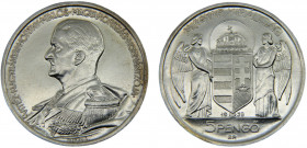 Hungary Kingdom Nicolas Horthy 5 Pengő 1939 BP Budapest mint Birthday Silver 24.95g KM# 517