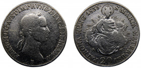 Hungary Kingdom Francis I 20 Krajczár 1835 B Kremnica mint Silver 6.53g KM# 415.3