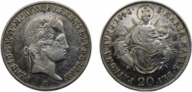Hungary Kingdom Ferdinand I 20 Krajczár 1840 B Kremnica mint Silver 6.64g KM# 422