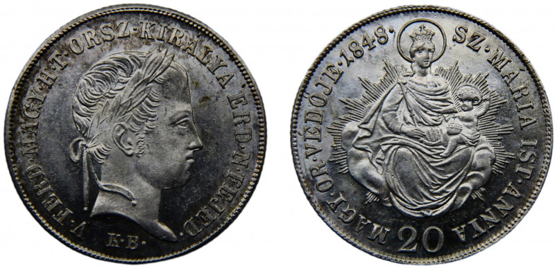 Hungary Kingdom Ferdinand I 20 Krajczár 1848 KB Kremnica mint War of Independenc...