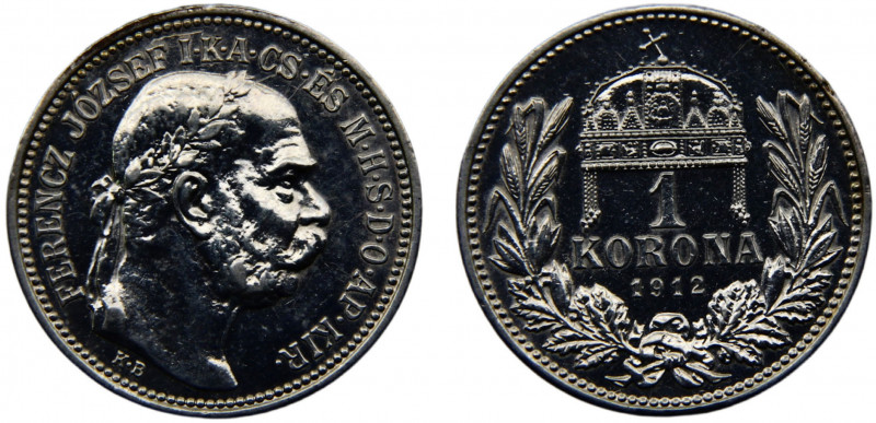 Hungary Austro-Hungarian Empire Franz Joseph I 1 Korona 1912 KB Kremnica mint Si...