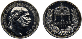 Hungary Austro-Hungarian Empire Franz Joseph I 1 Korona 1912 KB Kremnica mint Silver 5.04g KM# 492