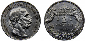 Hungary Austro-Hungarian Empire Franz Joseph I 2 Korona 1913 KB Kremnica mint Silver 9.99g KM# 493