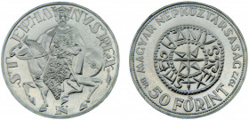 Hungary People's Republic 50 Forint 1972 BP. Budapest mint(Mintage 24000) 1000th Birth Anniversary of King Saint Stephen Silver 0.64 16.17g KM# 596
