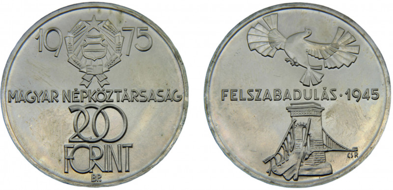 Hungary People's Republic 200 Forint 1975 BP. Budapest mint(Mintage 20000) 30th ...