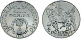 Hungary People's Republic 200 Forint 1976 BP. Budapest mint(Mintage 25000) 300th Anniversary, Birth of II. Ferenc Rákóczi Silver 0.64 28.13g KM# 606...