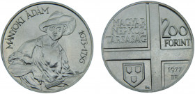 Hungary People's Republic 200 Forint 1977 BP. Budapest mint(Mintage 25000) Painter Series, Ádám Mányoki Silver 0.64 28.06g KM# 610
