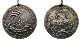 Hungary Kingdom Medal ND 17th century Kremnica mint S. Georgius Equitum Patronus, In Tempestate Securitas Silver 17.95g