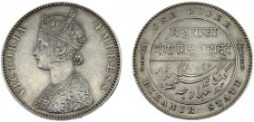 India Princely states Bikanir Ganga Singh 1 Rupee 1892 Victoria Silver 11.64g KM# 72