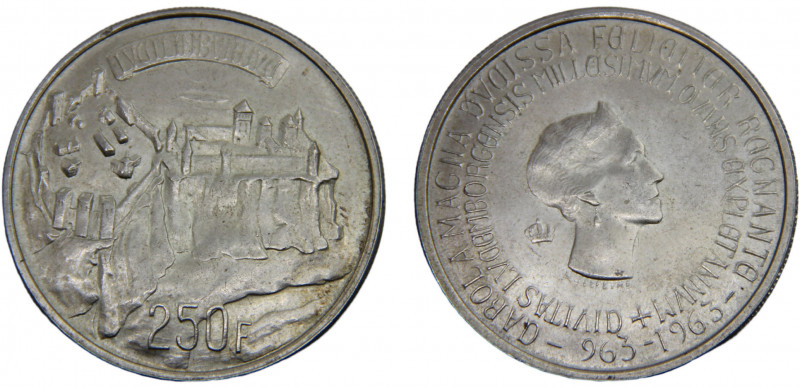 Luxembourg Grand duchy Charlotte 250 Francs 1963 (Mintage 11500) Millennium of L...