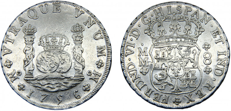 Mexico Spanish colony Fernando VI 8 Reales 1756 Mo MM Mexico City mint Imperial ...