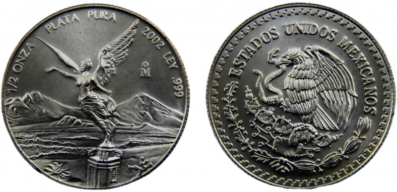 Mexico United Mexican States ½ Onza 2002 Mo Mexico City mint(Mintage 45000) "Lib...