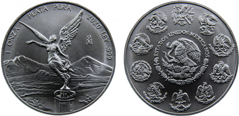 Mexico United Mexican States 1 Onza 2020 Mo Mexico City mint "Libertad" Silver B...