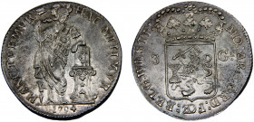 Netherlands Dutch Republic West Friesland 3 Gulden 1794 Silver 31.4g KM#141.2