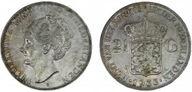 Netherlands Kingdom Wilhelmina I 2½ Gulden 1933 Utrecht mint deep hair lines Silver 24.98g KM# 165