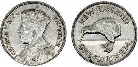 New Zealand State George V 1 Florin 1934 Royal mint Silver 11.29g KM# 4