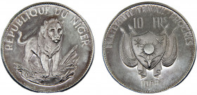 Niger Republic 10 Francs CFA 1968 Large type Silver 0.9 19.9g KM# 8.2