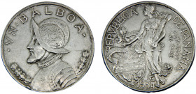 Panama Republic 1 Balboa 1934 San Francisco mint Silver 26.76g KM# 13