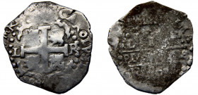 Peru Spanish colony Carlos II 1 Real 1686 L R Lima mint Colonial Cob coinage Silver 2.98g KM# 20